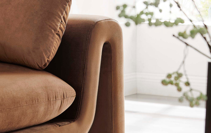 Bloom Performance Velvet Sofa in Brown