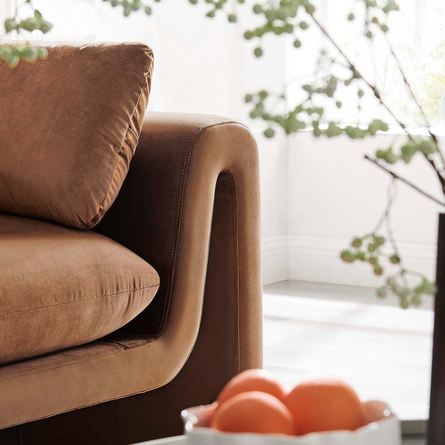 Bloom Performance Velvet Sofa in Brown