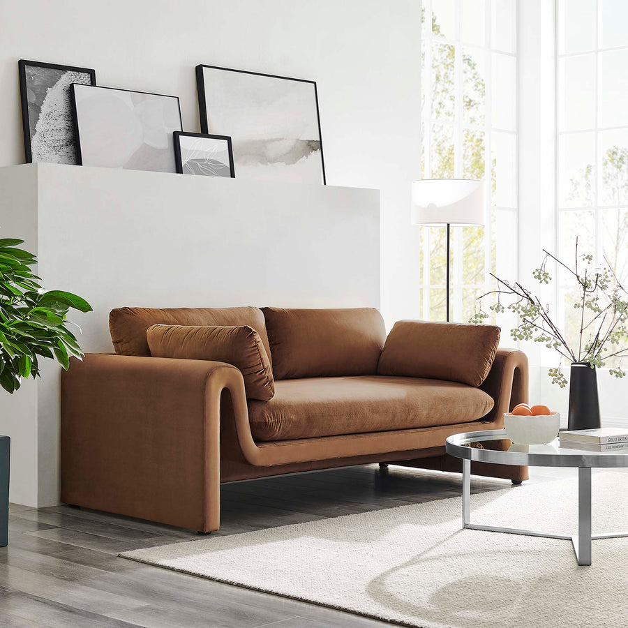 Bloom Performance Velvet Sofa in Brown