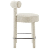 Halcyon Boucle Fabric Counter Stool in Ivory Silver