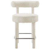 Halcyon Boucle Fabric Counter Stool in Ivory Silver