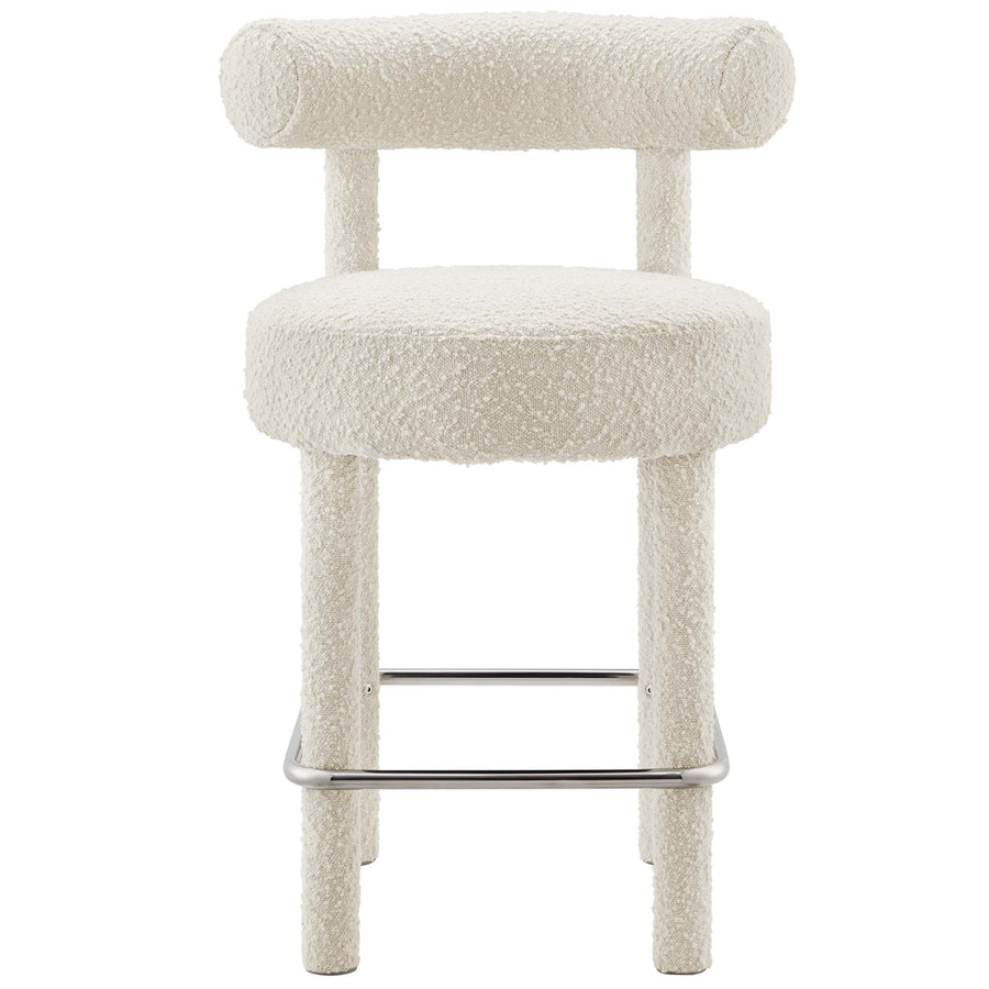 Halcyon Boucle Fabric Counter Stool in Ivory Silver