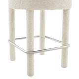 Halcyon Boucle Fabric Counter Stool in Ivory Silver