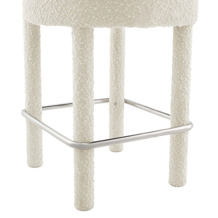Toulouse Boucle Fabric Counter Stool in Ivory Silver