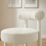 Halcyon Boucle Fabric Counter Stool in Ivory Silver