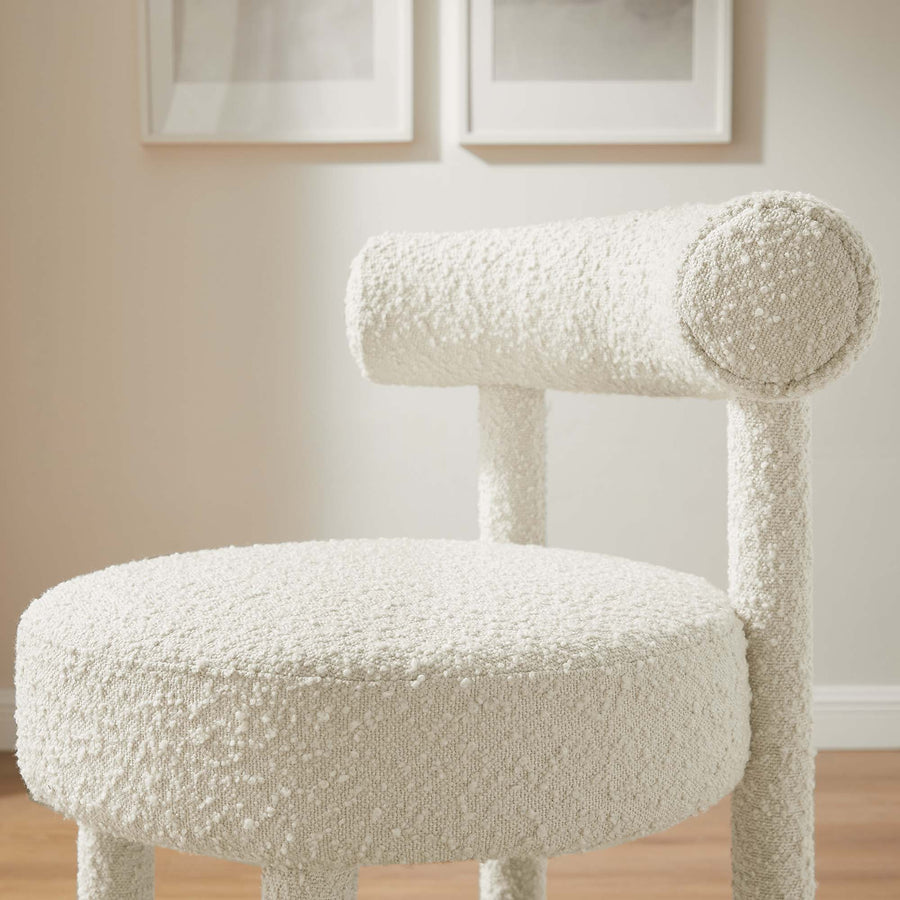 Halcyon Boucle Fabric Counter Stool in Ivory Silver