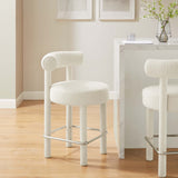 Halcyon Boucle Fabric Counter Stool in Ivory Silver