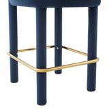 Halcyon Performance Velvet Counter Stool in Midnight Blue Gold