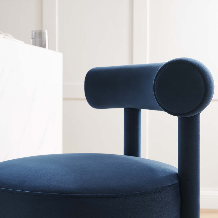 Halcyon Performance Velvet Counter Stool in Midnight Blue Gold