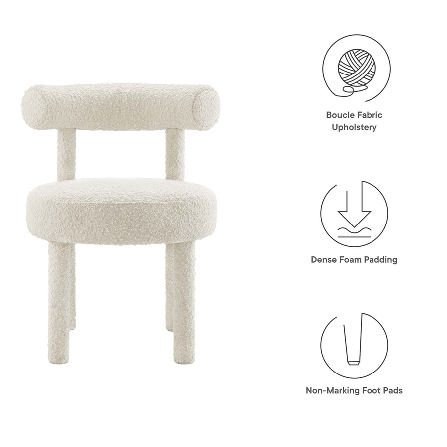 Halcyon Boucle Fabric Dining Chair in Ivory