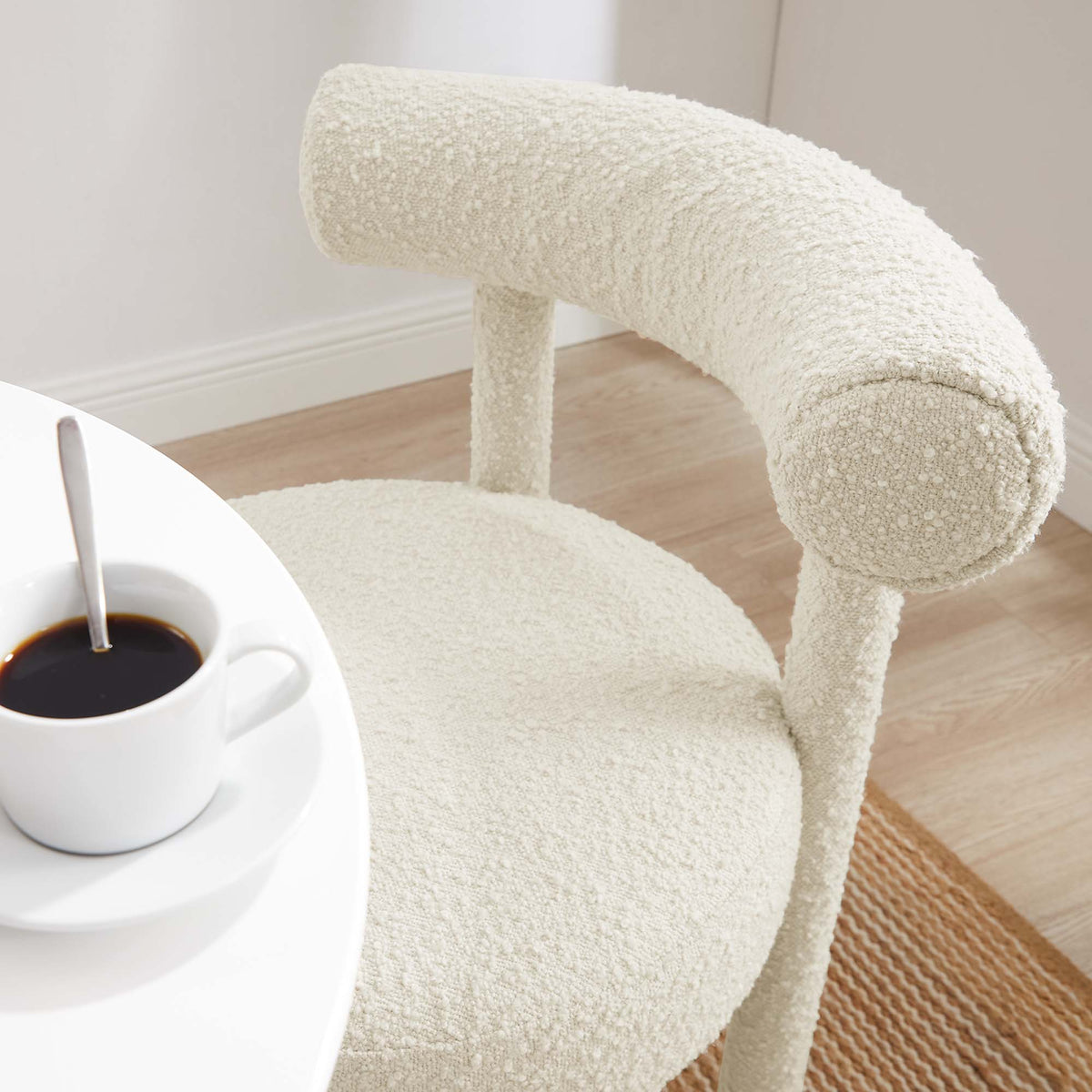 Toulouse Boucle Fabric Dining Chair in Ivory