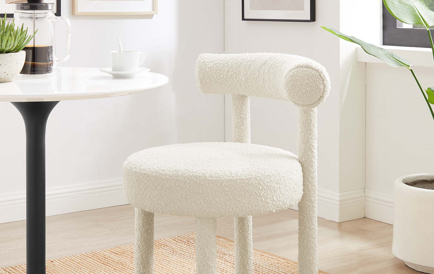 Halcyon Boucle Fabric Dining Chair in Ivory