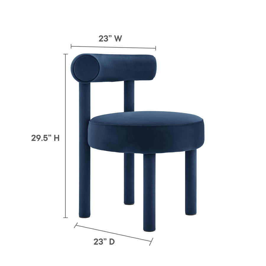 Halcyon Performance Velvet Dining Chair in Midnight Blue