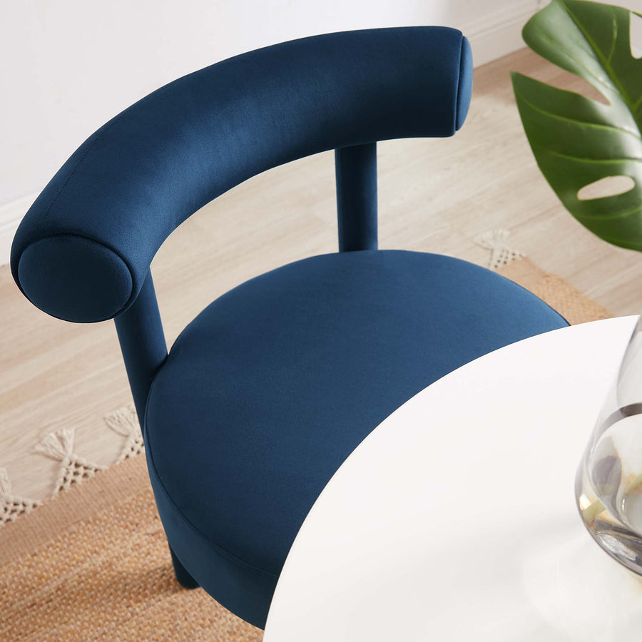 Halcyon Performance Velvet Dining Chair in Midnight Blue