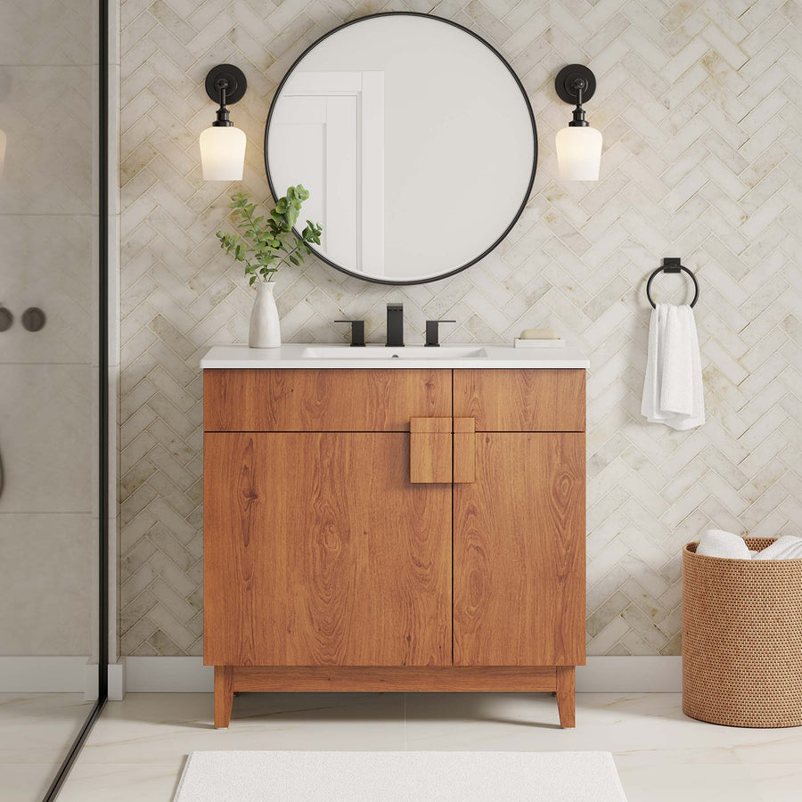 Summit 36" Bathroom Vanity Cabinet (Sink Basin Not Included) in Walnut
