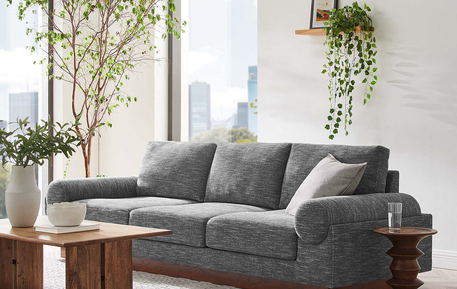 Seamus Upholstered Fabric Sofa in Gray