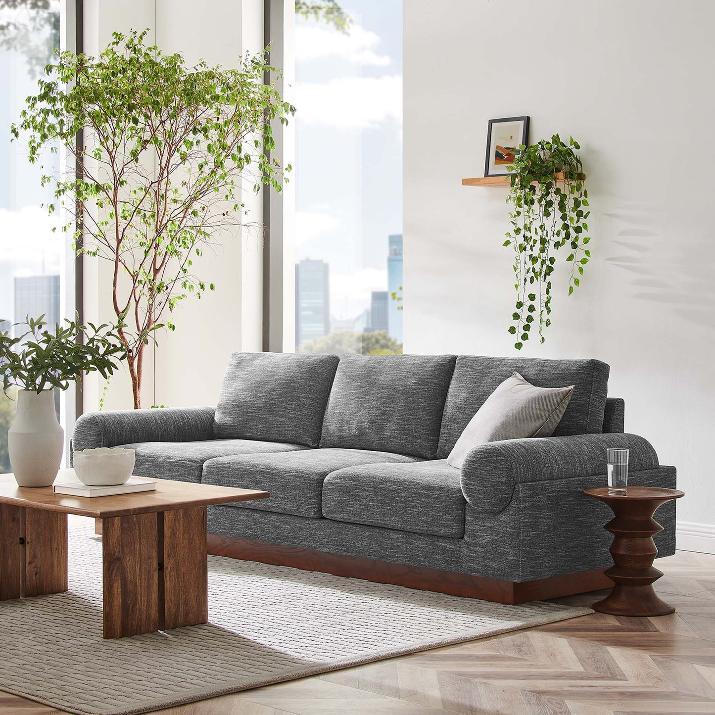 Seamus Upholstered Fabric Sofa in Gray