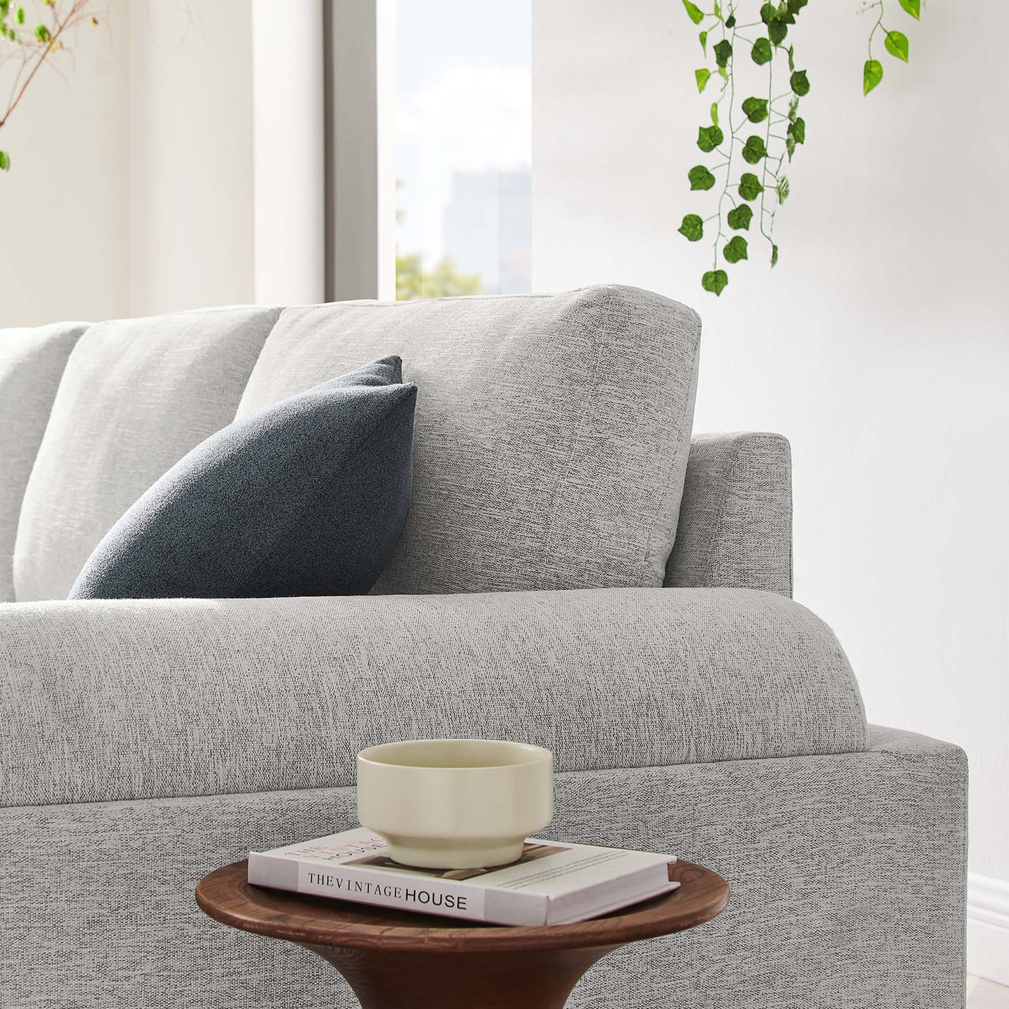 Seamus Upholstered Fabric Sofa in Light Gray