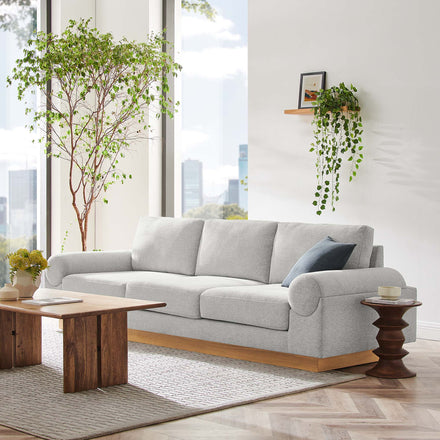 Oasis Upholstered Fabric Sofa in Light Gray