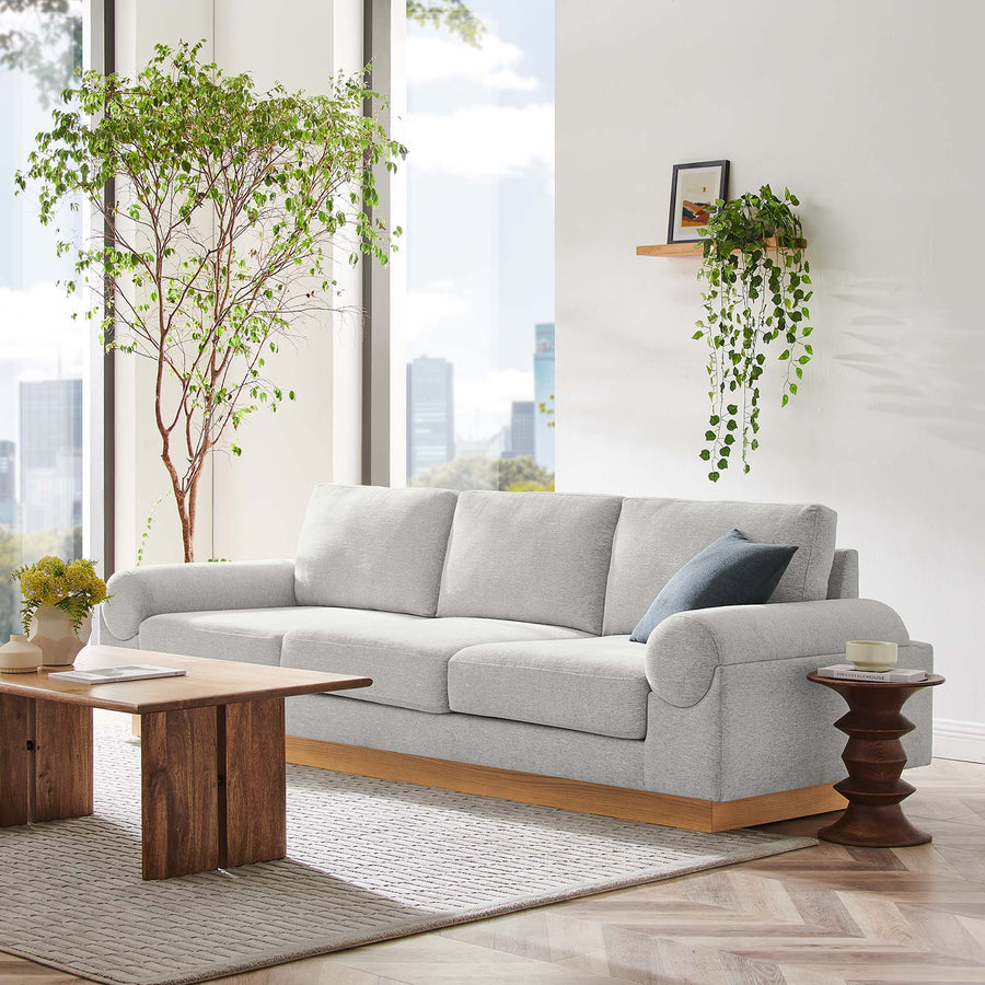 Seamus Upholstered Fabric Sofa in Light Gray