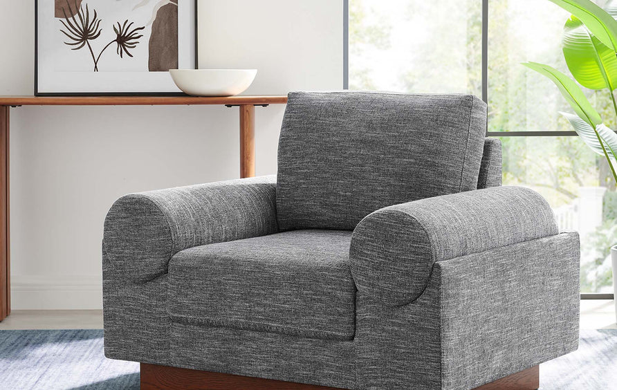 Seamus Upholstered Fabric Armchair in Gray