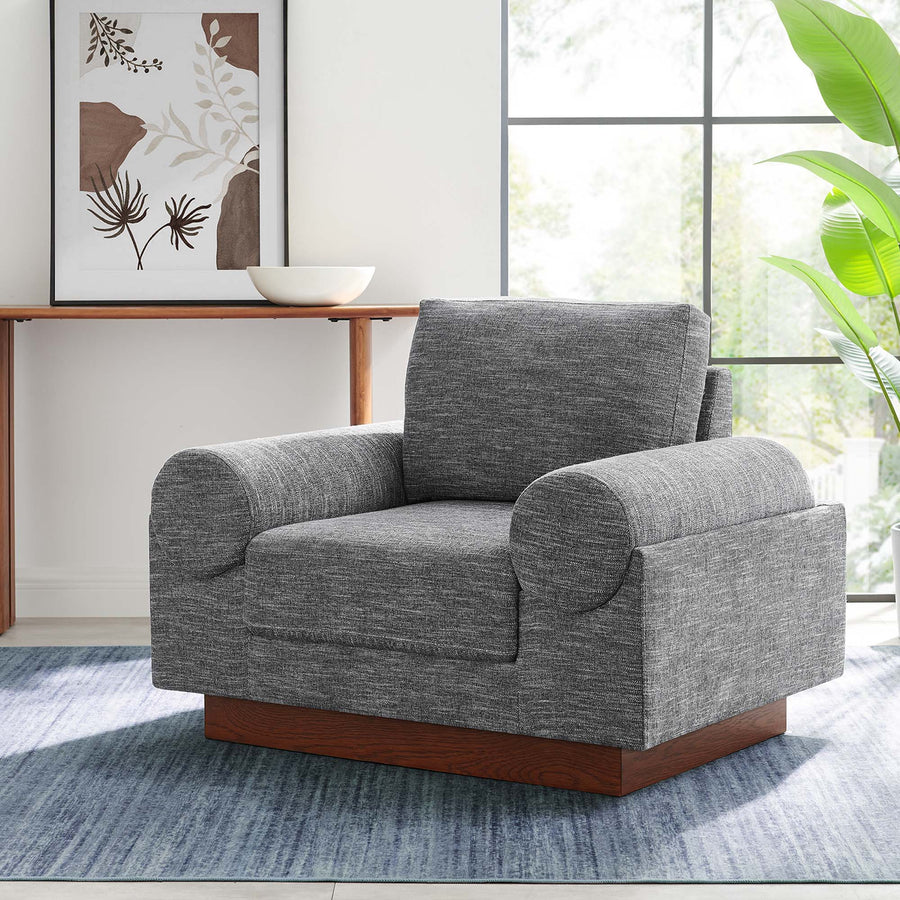 Seamus Upholstered Fabric Armchair in Gray