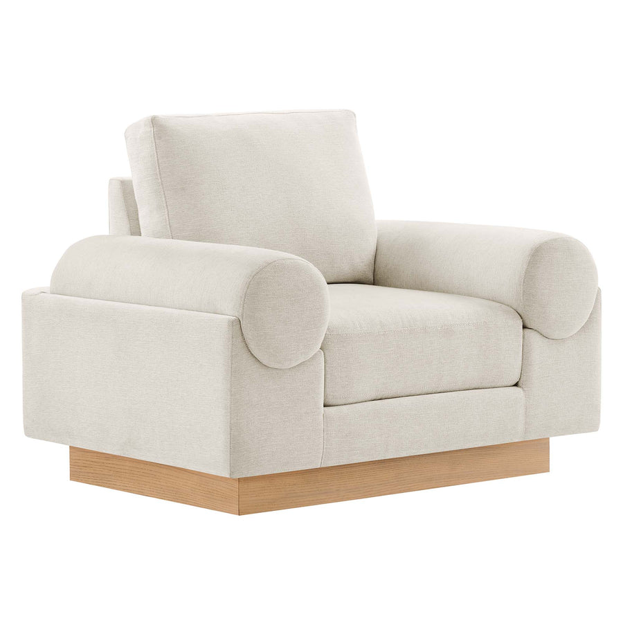 Seamus Upholstered Fabric Armchair in Ivory