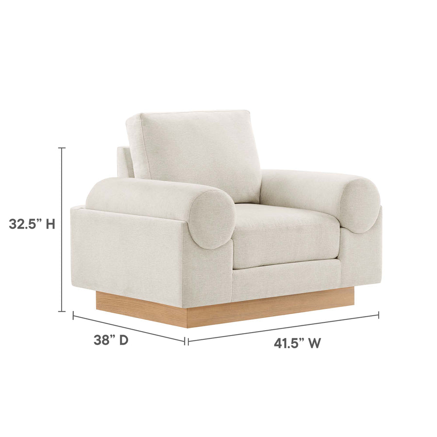 Seamus Upholstered Fabric Armchair in Ivory