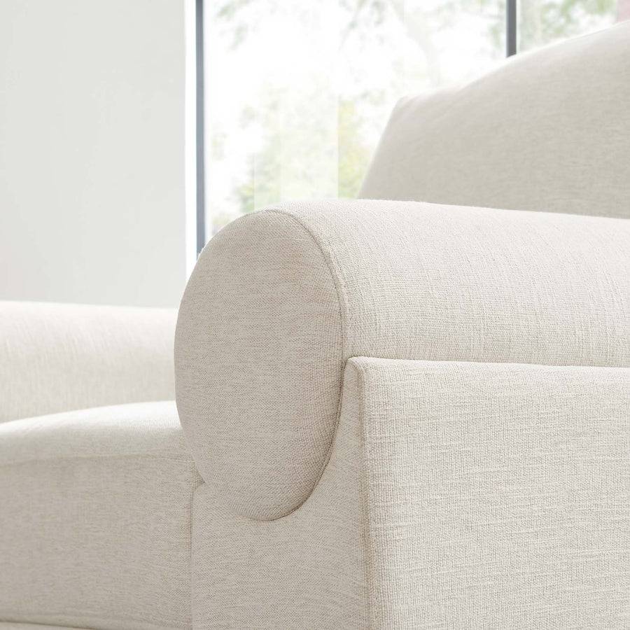 Seamus Upholstered Fabric Armchair in Ivory