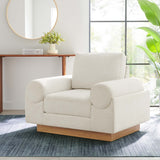 Seamus Upholstered Fabric Armchair in Ivory