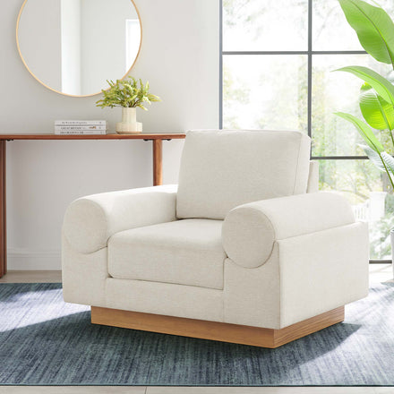 Oasis Upholstered Fabric Armchair in Ivory