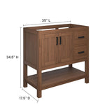 Tramontana 36" Wood Bathroom Vanity Cabinet (Sink Basin Not Included) in Walnut