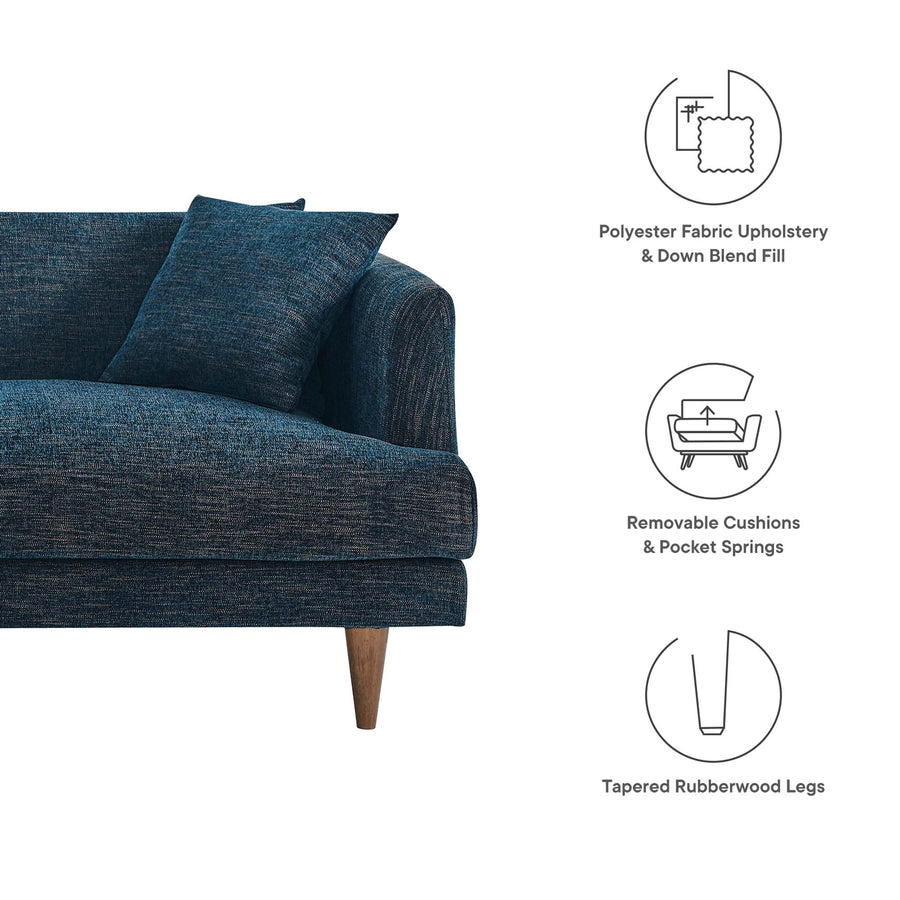 Manor Down Filled Overstuffed Sofa in Navy Fabric