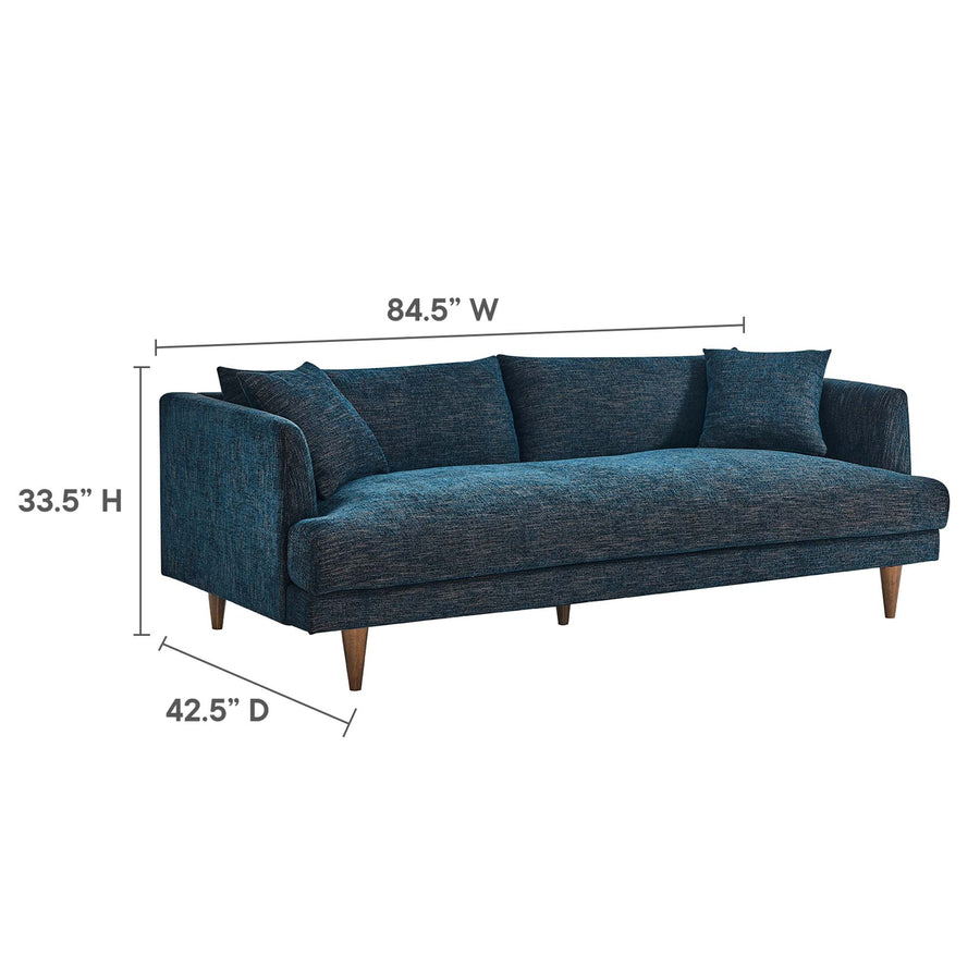 Manor Down Filled Overstuffed Sofa in Navy Fabric