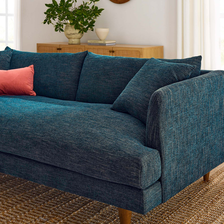 Manor Down Filled Overstuffed Sofa in Navy Fabric