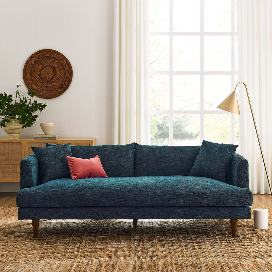 Manor Down Filled Overstuffed Sofa in Navy Fabric