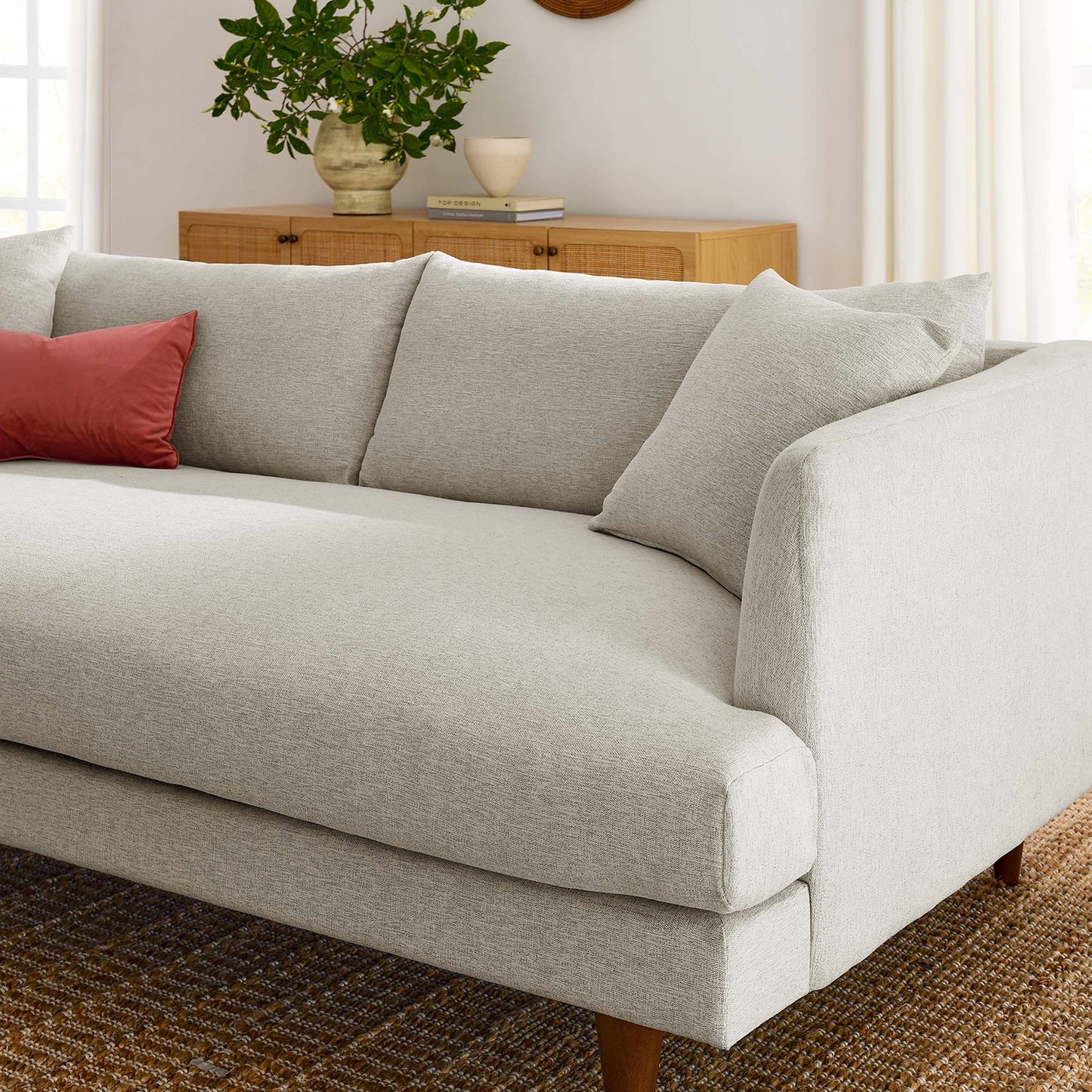 Manor Down Filled Overstuffed Sofa in Ivory Fabric