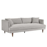 Manor Down Filled Overstuffed Sofa in Light Gray Fabric