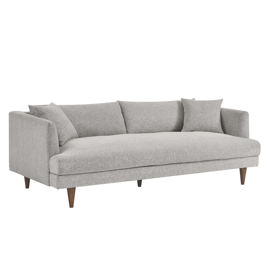 Manor Down Filled Overstuffed Sofa in Light Gray Fabric