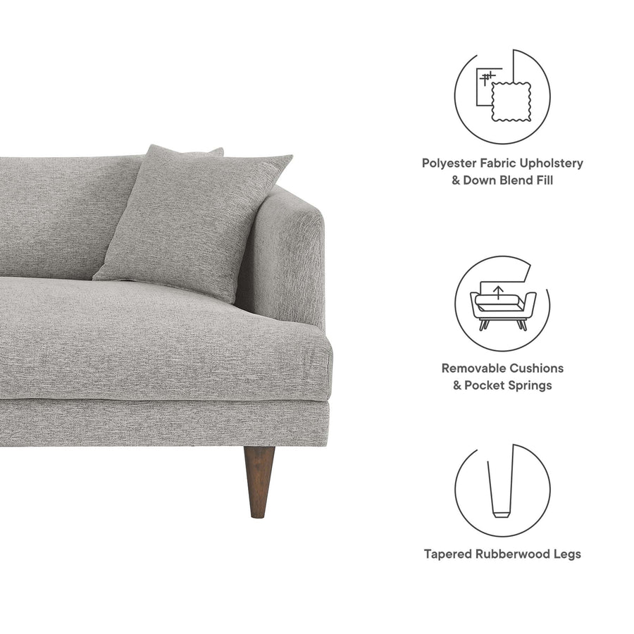Manor Down Filled Overstuffed Sofa in Light Gray Fabric
