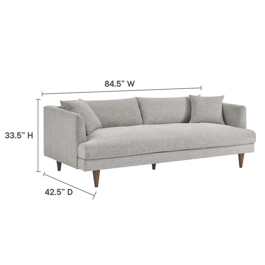 Manor Down Filled Overstuffed Sofa in Light Gray Fabric