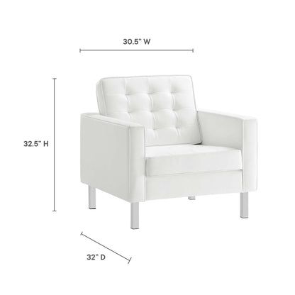 Loft Tufted Vegan Leather Armchair and Ottoman Set by Furniture For America