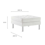 Mesa Tufted Vegan Leather Armchair and Ottoman Set in Silver White
