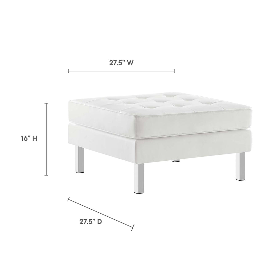 Mesa Tufted Vegan Leather Armchair and Ottoman Set in Silver White