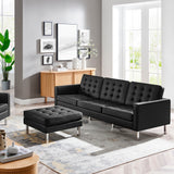 Mesa Tufted Vegan Leather Sofa and Ottoman Set in Silver Black