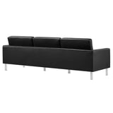 Mesa Tufted Vegan Leather Sofa and Ottoman Set in Silver Black