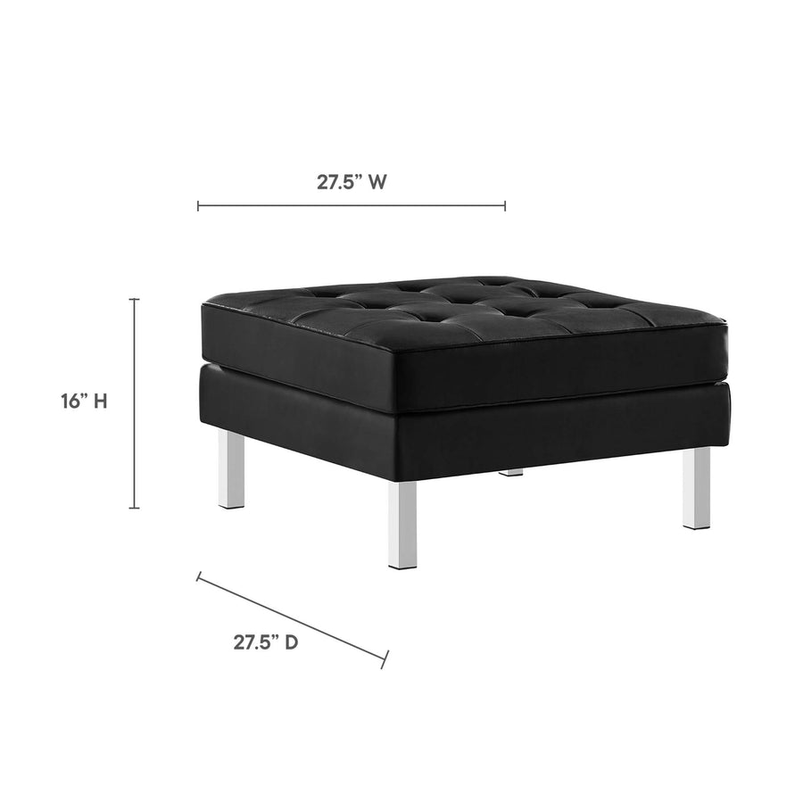 Mesa Tufted Vegan Leather Sofa and Ottoman Set in Silver Black