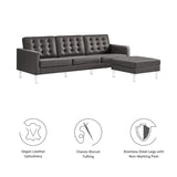 Mesa Tufted Vegan Leather Sofa and Ottoman Set in Silver Gray