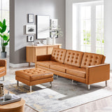 Mesa Tufted Vegan Leather Sofa and Ottoman Set in Silver Tan
