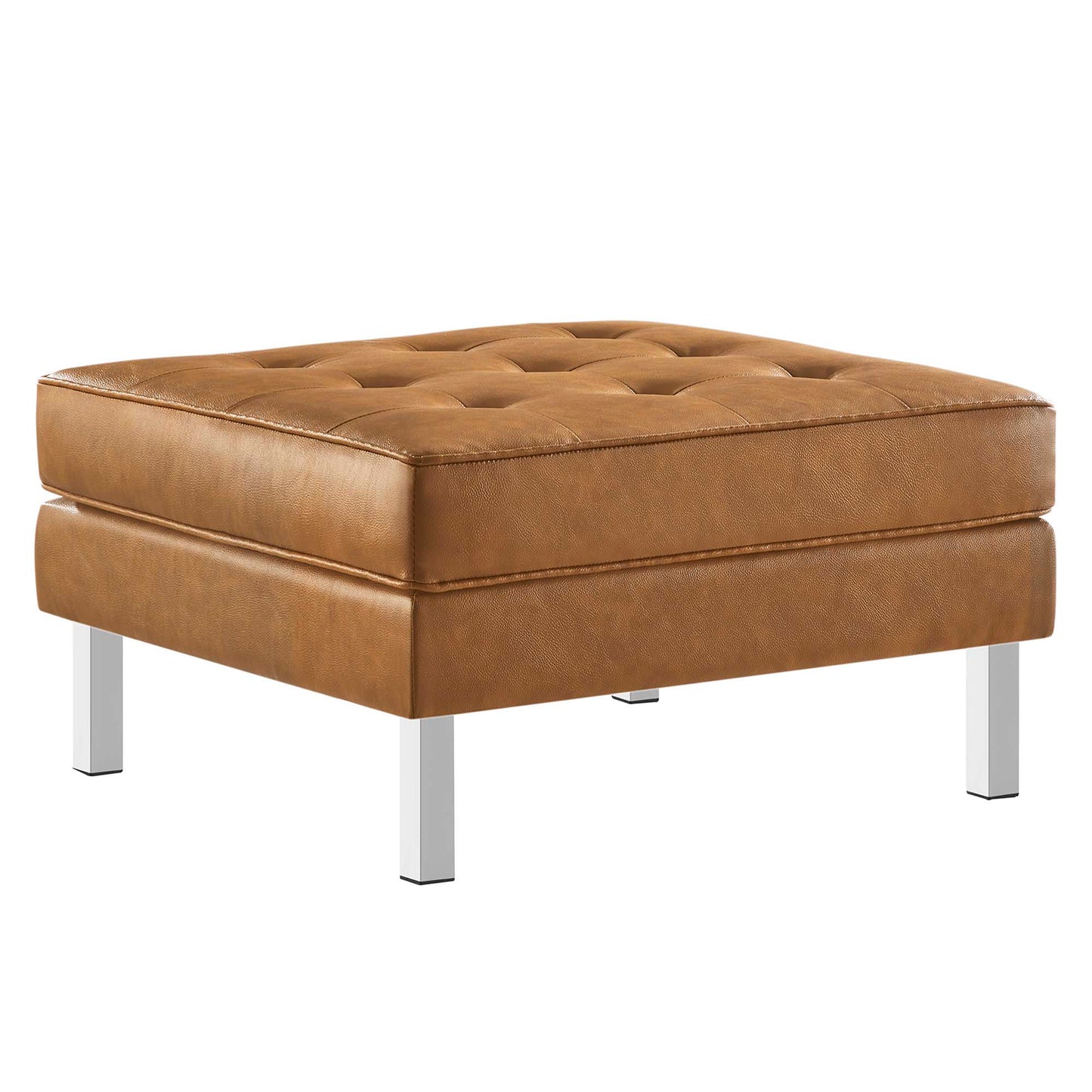 Loft Tufted Vegan Leather Sofa and Ottoman Set by Furniture For America
